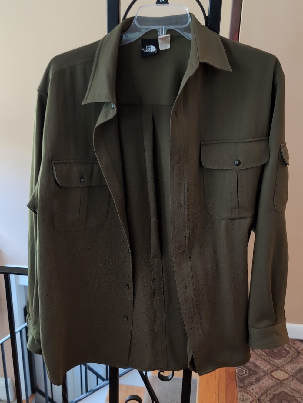 Vintage 2003 The North Face Utility Button Up Shirt Olive Green Mens Large L Y